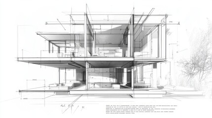 Poster - Residential blueprint showing labeled living spaces and dimensions, with walls and structural details marked, and an area for text at the bottom