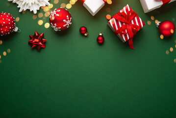 Wall Mural - merry christmas and happy holidays greeting card, frame, banner. new year. noel. red and white chris