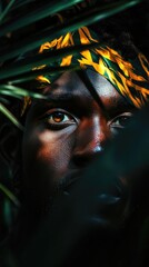 Portrait of an African Zulu Warrior in the Congo Jungles