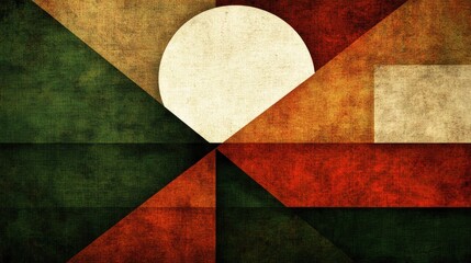 Poster - A composition of diagonal lines with overlapping hexagons and rectangles, featuring soft gradients and bold color contrasts