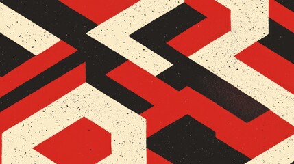 Poster - A composition of diagonal lines with overlapping hexagons and rectangles, featuring soft gradients and bold color contrasts