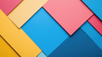 Poster - A sleek background featuring vibrant diagonal lines intersecting with bold geometric shapes in contrasting colors, creating a modern abstract design.