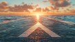 © BISO - A clear road with an arrow directing towards the horizon, symbolizing the pursuit of goals and the path to achievement.