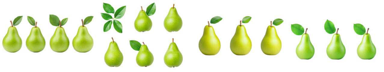 Poster - A transparent background with pears in green with water droplets.