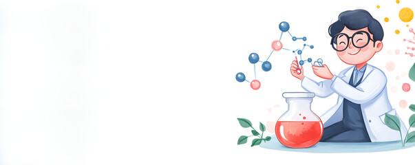 Scientist Explaining Complex Chemical Formula