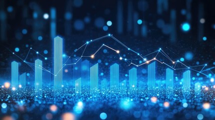 Poster - Abstract Blue Data Visualization with Bright Elements