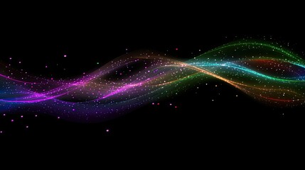 Poster - Colorful Abstract Wave with Sparkles in Dark Background