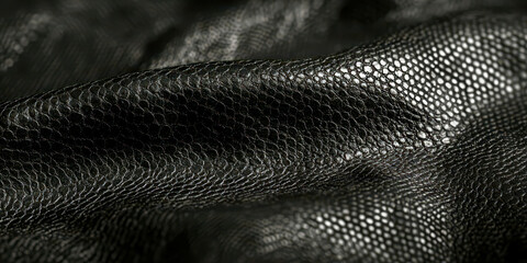 Poster - A close up of a black leather material with a pattern of scales