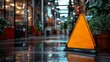 © JIRMoronta - Caution Sign on Wet Floor in Shopping Mall: Slip Hazard Warning