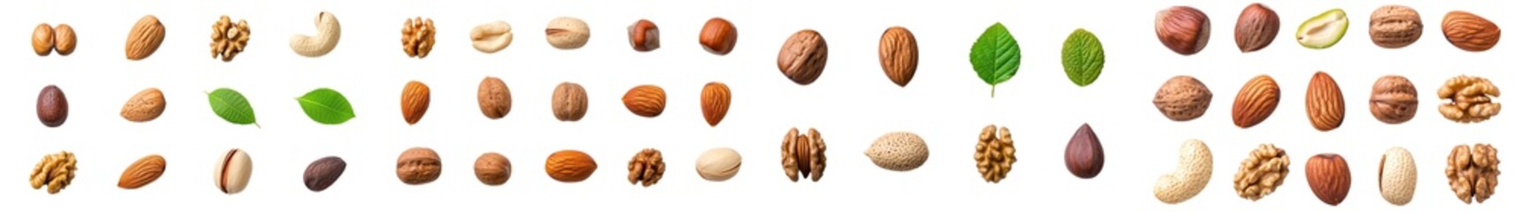 Poster - Walnuts, almonds, pecans and walnuts on a transparent background