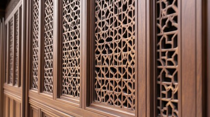 Poster - Intricate Wooden Panels with Decorative Carvings