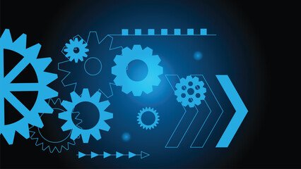 Poster - Abstract Futuristic Cogwheel Gear Sci-Fi Background. Future advanced technology concept vector art