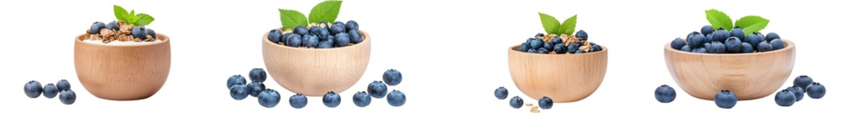 Poster - Fresh blueberries on a transparent background of healthy oatmeal