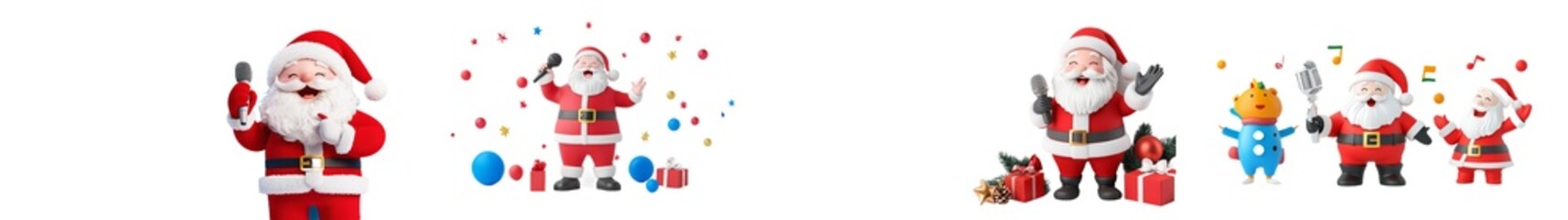 Aufkleber - The cartoon Santa Claus is singing on a transparent background