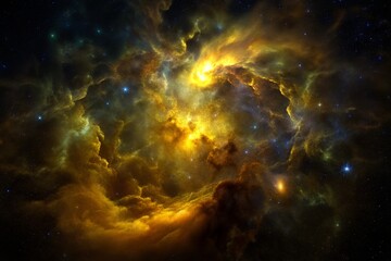 Wall Mural - Golden Nebula Space Clouds