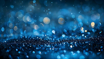 Wall Mural - Abstract dark blue background with bokeh lights and stars