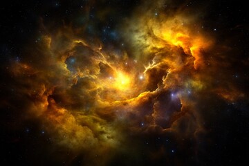 Wall Mural - Golden Nebula Space Clouds