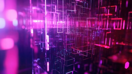 Poster - Abstract Digital Background with Glowing Shapes