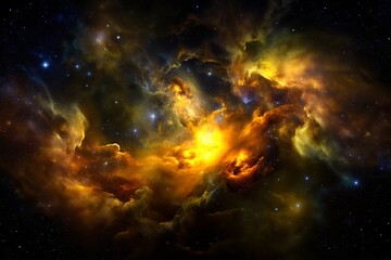 Wall Mural - Golden Nebula Space Clouds