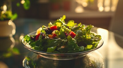 A crisp, refreshing organic salad with leafy greens