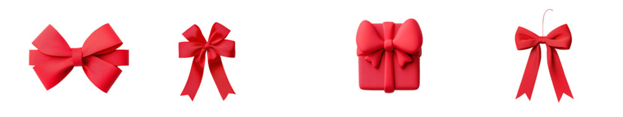 Aufkleber - Ribboned red gift bow isolated on white background.