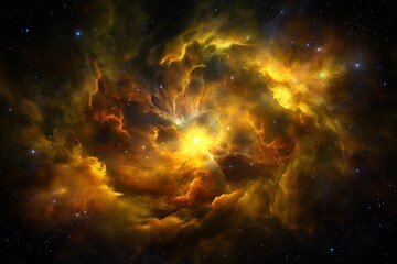 Wall Mural - Golden Nebula Space Clouds
