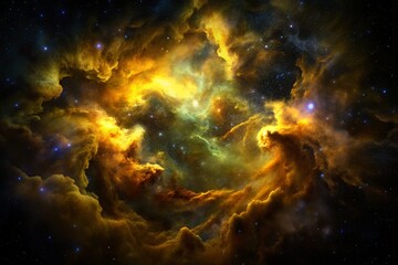 Wall Mural - Golden Nebula Space Clouds
