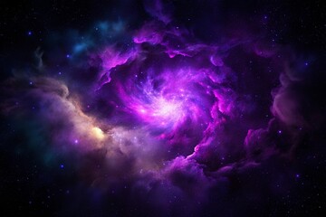 Wall Mural - Purple gas nebulae in space and sparkling stars