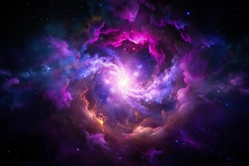 Wall Mural - Purple gas nebulae in space and sparkling stars