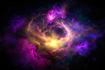 Wall Mural - Purple gas nebulae in space and sparkling stars