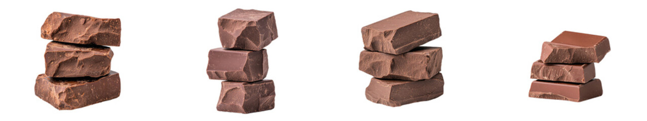 Poster - The stack of chocolate bars has segmented squares on a light background. They are transparent.