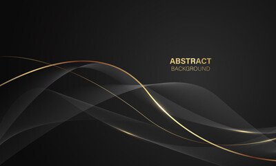 Poster - Abstract grey gold light luxury wave curve with blank space for text place design modern creative background vector