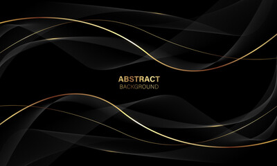 Poster - Abstract black gold light luxury wave curve with blank space for text place design modern creative background vector