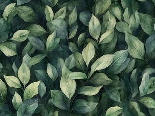 Poster - Soft Botanical Textures with Overlapping Leaves