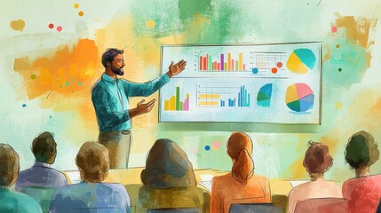Poster - Team Leader Presentation in Dreamy Watercolor Style
