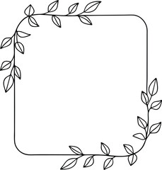  lineart minimalist floral hand drawn frame with leaf and simple floral border
