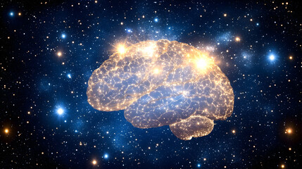 Wall Mural - human brain in the night sky, galaxy, stars, cosmos, universe, space