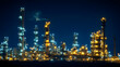 © Selene Studio - Illuminated Refinery Towers at Night, factory, industrial, cityscape, lights, silhouette