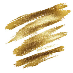 Wall Mural - gold strokes on white background, cut out transparent