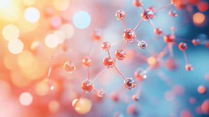 Aufkleber - Microscopic image of glass molecule structure in blurred background with warm and cool lighting