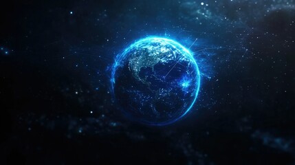 Poster - Blue Earth in Space with Glowing Effects