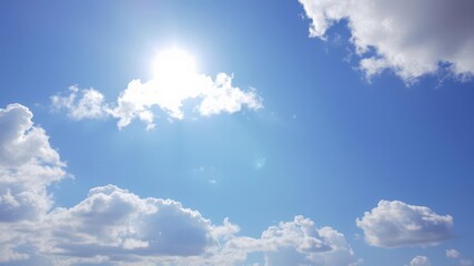 blue sky background with fluffy white clouds, perfect for adding text or graphics, peaceful, weather