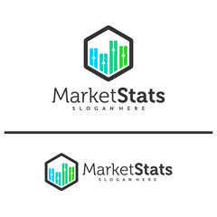 Chart stats logo template. Market success vector design. Growth graph illustration