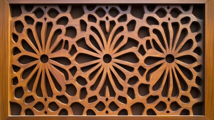 Poster - Intricate Wooden Panel with Floral Design
