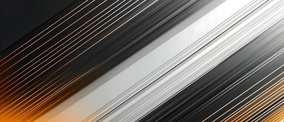 Poster - A dynamic abstract image featuring diagonal lines in shades of black, gray, white, and orange. The smooth interplay of colors creates a modern and energetic atmosphere.