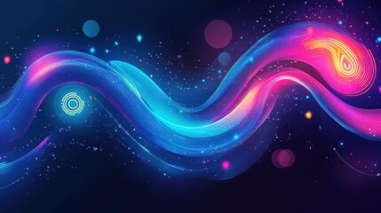 Poster - Explore the dynamic beauty of spiraling neon lights in abstract graphic design