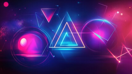 Poster - Explore futuristic abstract geometric shapes illuminated by neon lighting
