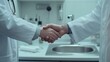 © Tahir AI - Doctor and student handshake with a lab sink and sterilization tools in the background.