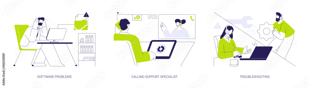 Software support line abstract concept vector illustrations. Stock ...