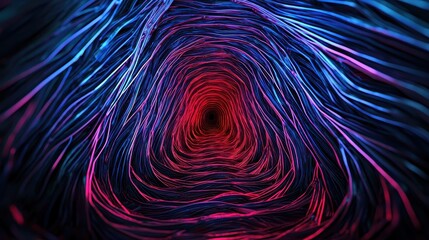 Poster - A mesmerizing tunnel of intertwining colors in vibrant red and blue, evoking a sense of depth and movement.